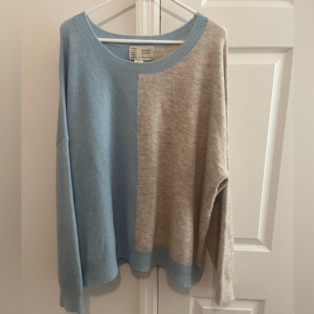 Anthropologie Two-Tone Blue and Gray Sweater